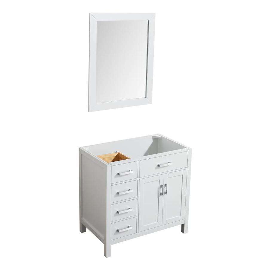 Beaumont Decor Hampton 36-in White Bathroom Vanity Cabinet (Mirror Included)
