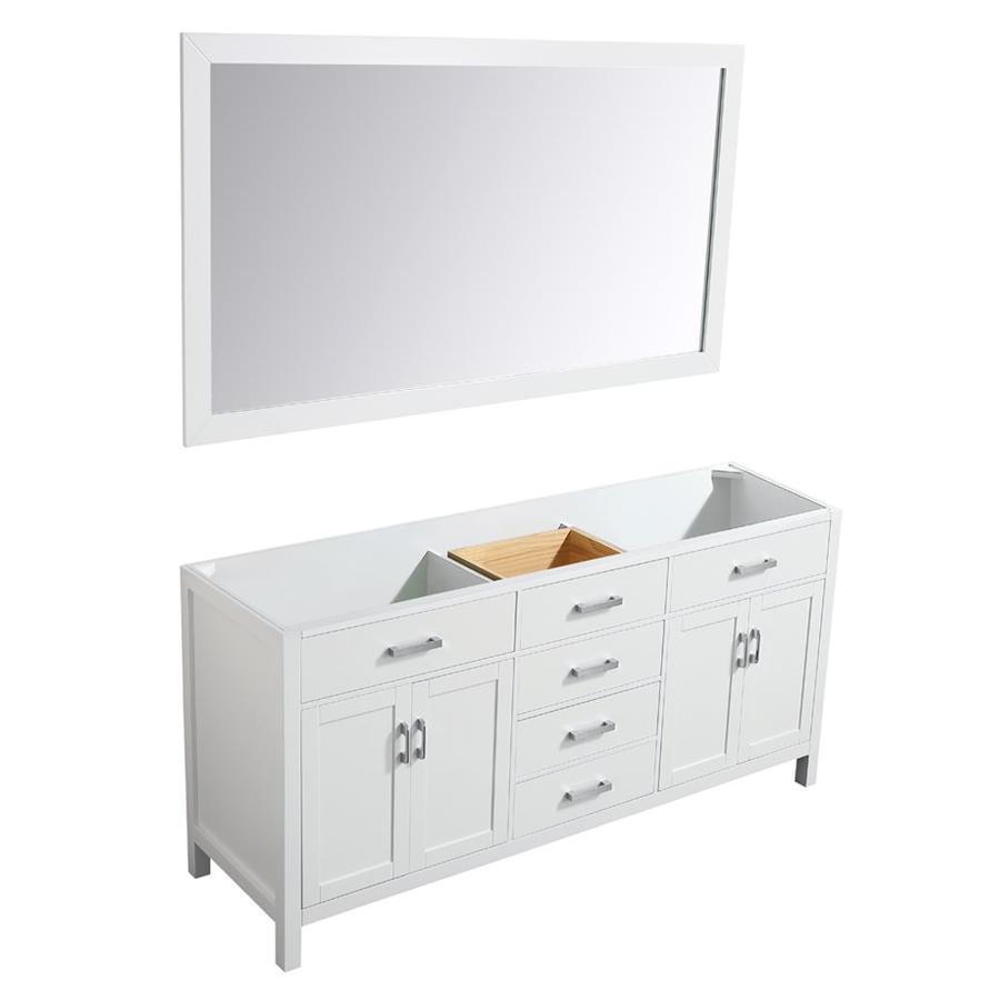 Beaumont Decor Hampton 72-in White Bathroom Vanity Cabinet (Mirror Included)