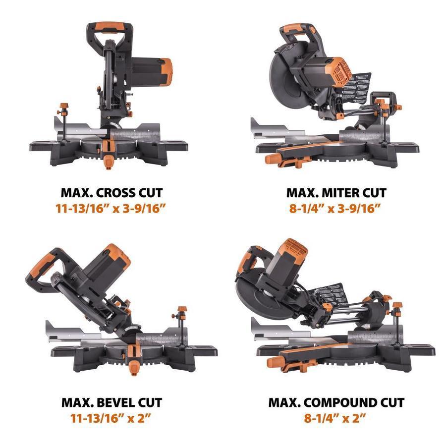 Evolution Evolution Power Tools R255SMS+ 10-in 15-Amp Single Bevel Sliding Compound Corded Miter Saw