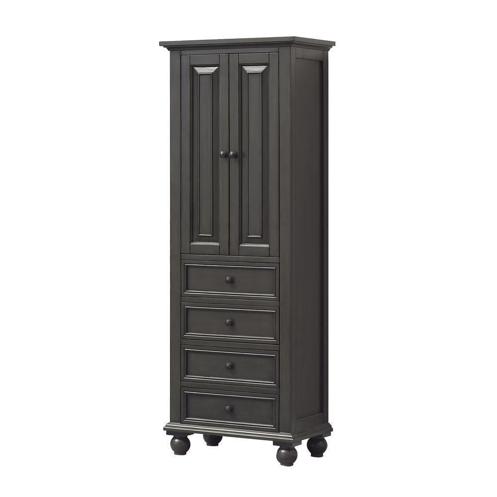 Thompson 24 in. W x 68 in. H x 16 in. D Bathroom Linen Storage Cabinet in Charcoal Glaze
