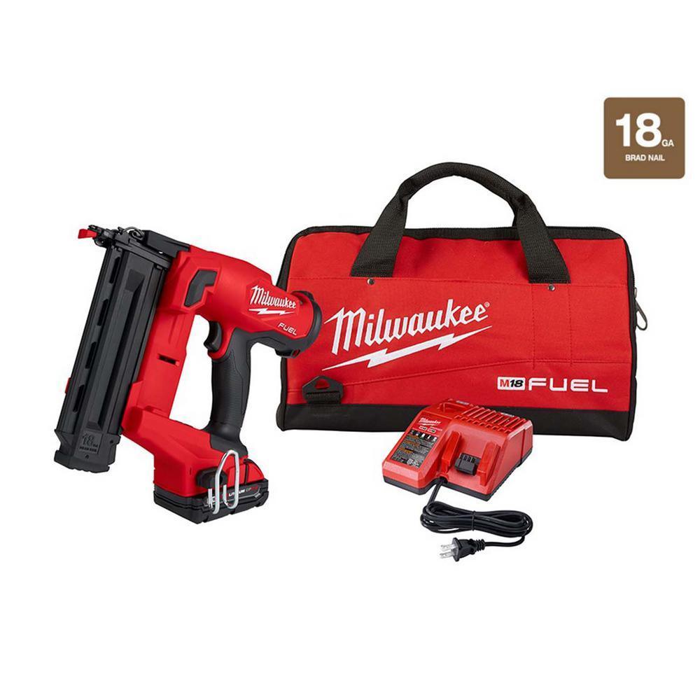 M18 FUEL GEN II 18-Volt 18-Gauge Lithium-Ion Brushless Cordless Brad Nailer Kit with One 2.0 Ah Battery, Charger and Bag