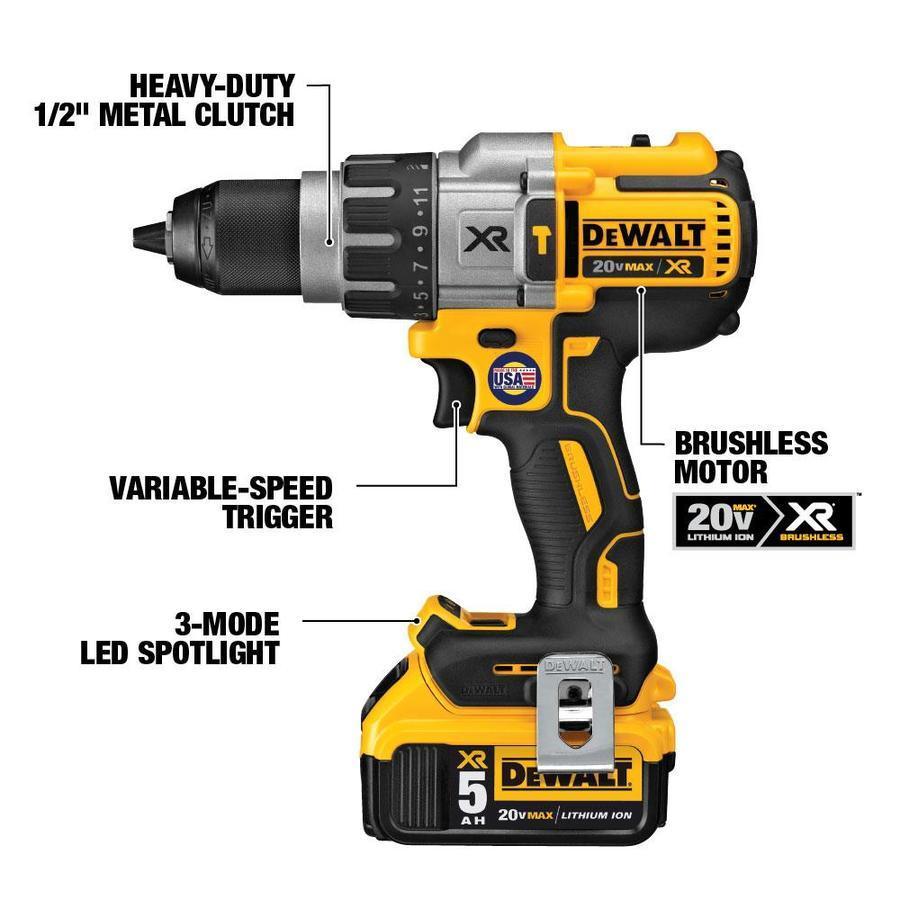 DEWALT XR 2-Tool 20-Volt Brushless Power Tool Combo Kit with Hard Case (Charger Included and 2-Batteries Included)