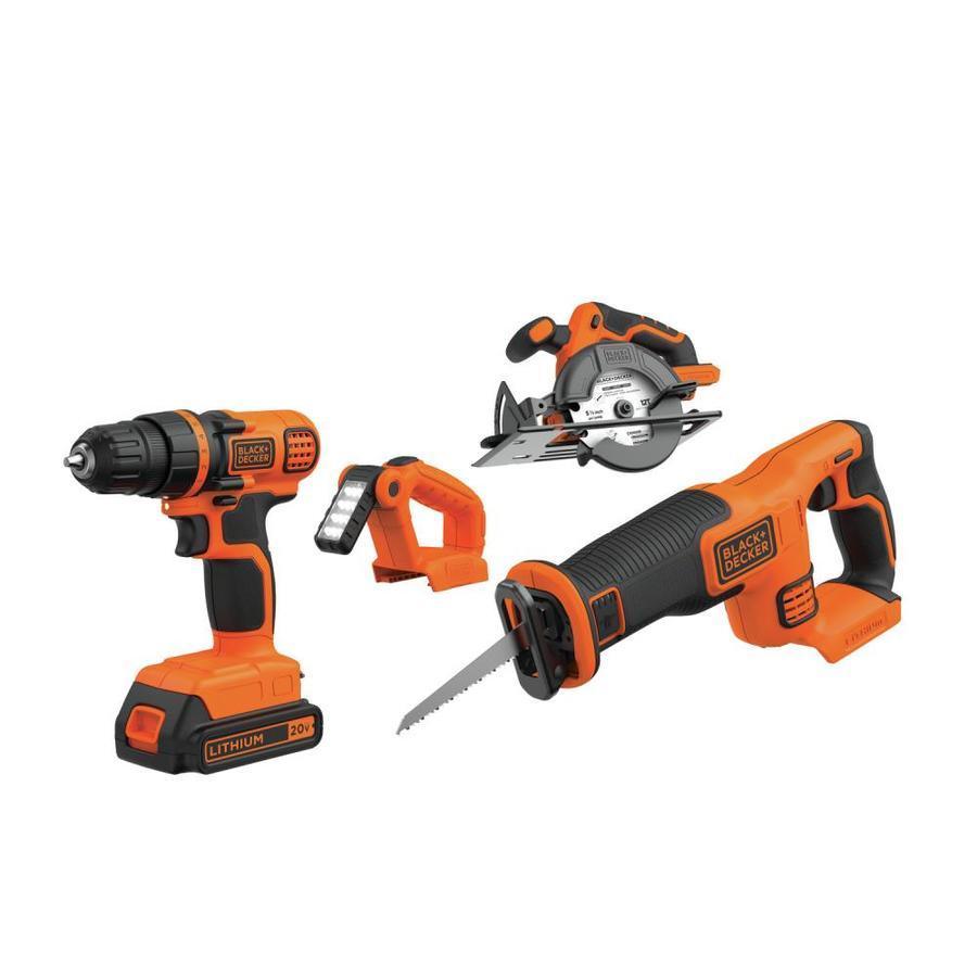 BLACK+DECKER 4-Tool 20-Volt Power Tool Combo Kit (Charger Included and 2-Batteries Included)
