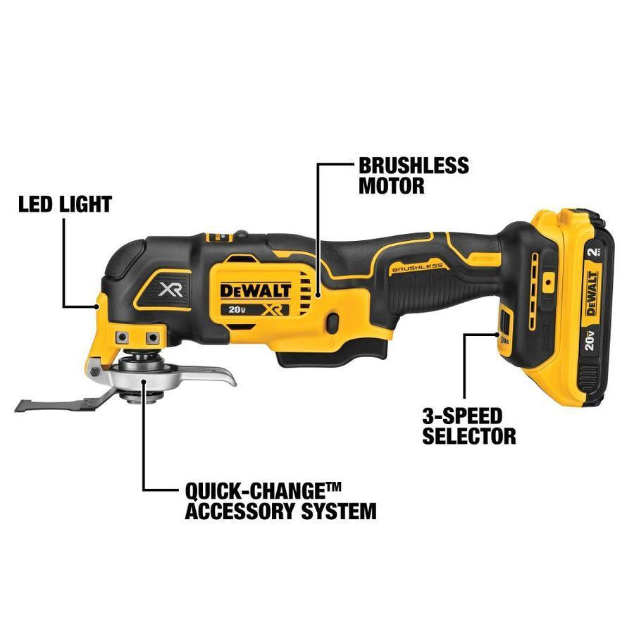 DEWALT XR 2-Piece Cordless Brushless-Amp 20-Volt Max Variable Speed Oscillating Multi-Tool Kit with Soft Case (1-Batteries Included)