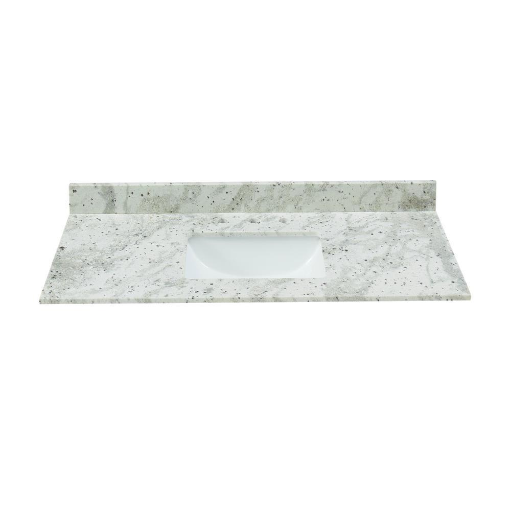 43 in. W x 22 in. D x .75 H Granite Vanity Top in Glacier White with White Basin