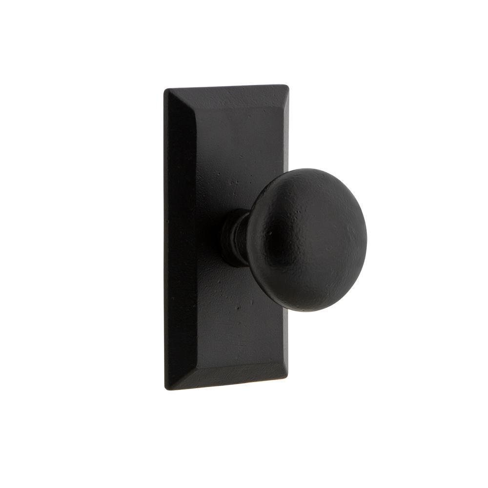 Vale Plate Black Iron Passage Hall/Closet Keep Door Knob