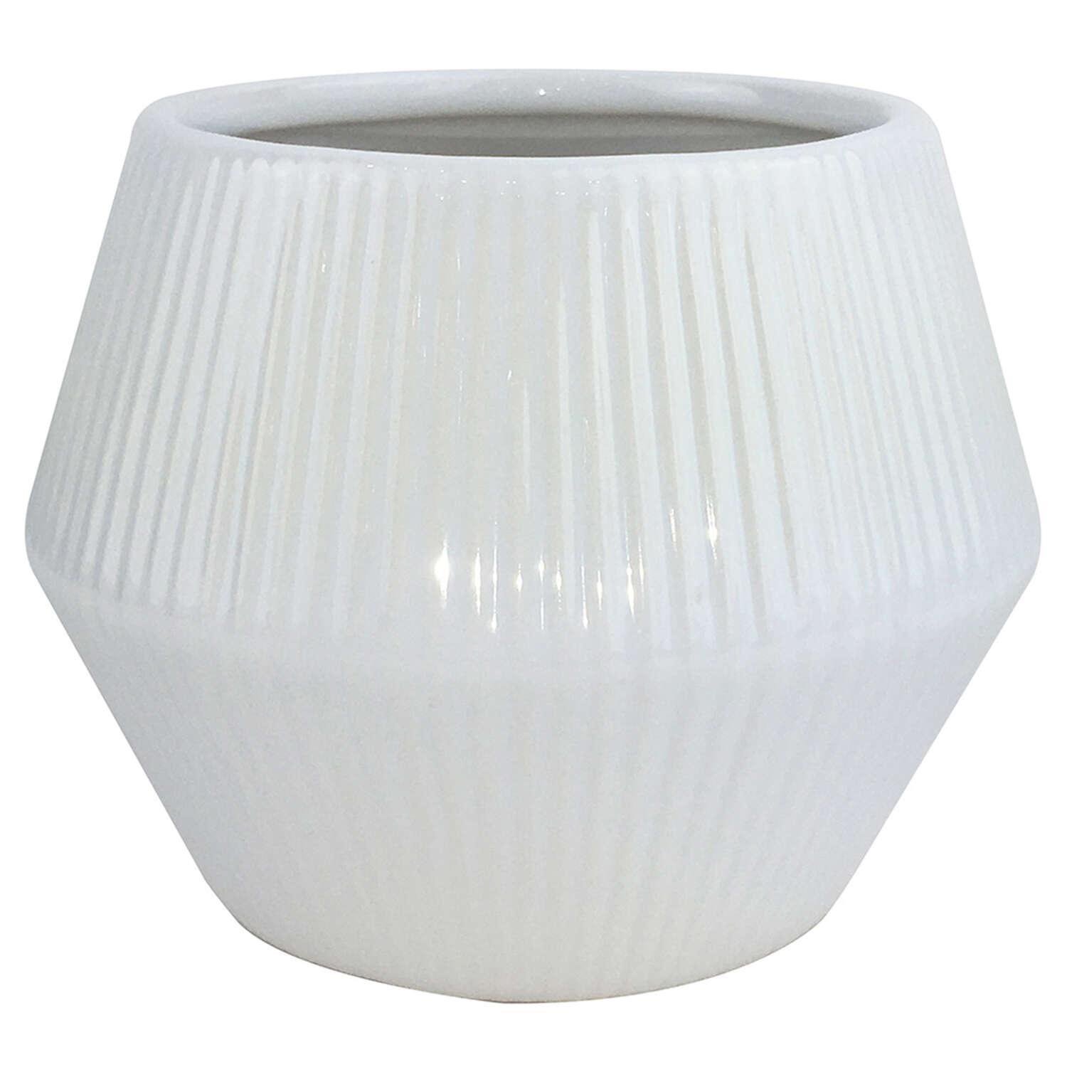 Trendspot Rena 8 in. D Ceramic Planter White