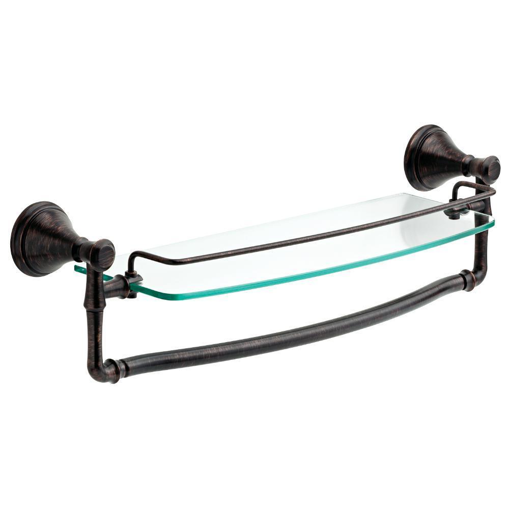 Cassidy 18 in. Glass Bathroom Shelf in Venetian Bronze