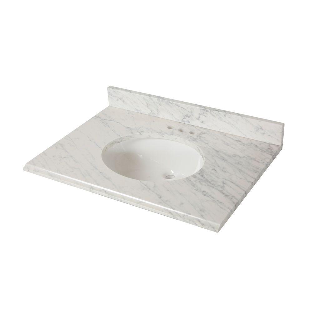 31 in. x 22 in. Stone Effects Vanity Top in Cascade with White Sink