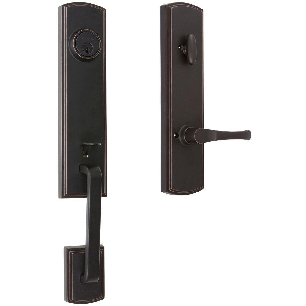 Italian Collection Briona Single Cylinder Edged Bronze Door Handleset with Artino Interior Right-Hand
