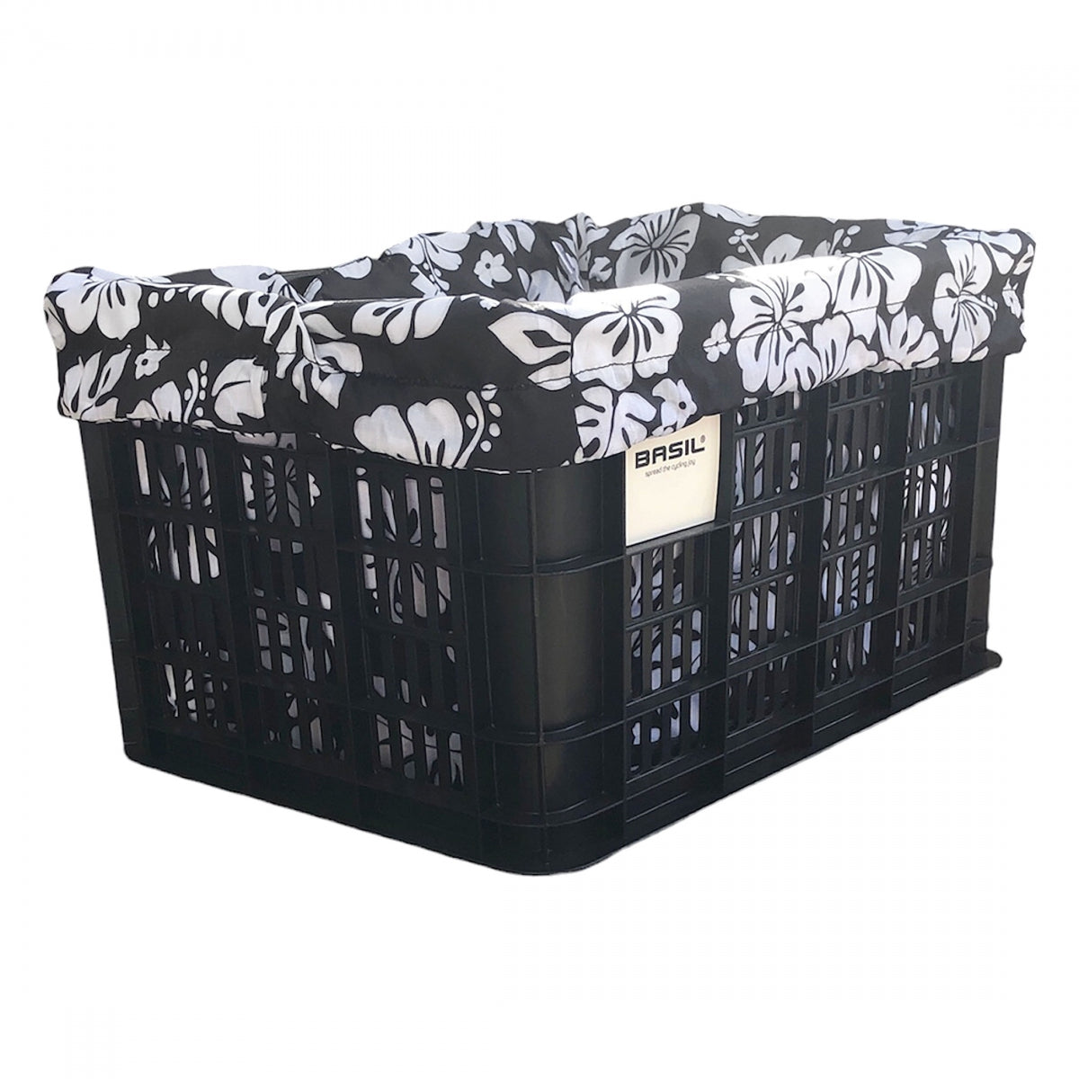 Cruiser Candy Style Up Rear E-Bike Basket Liner Black Hibiscus Medium