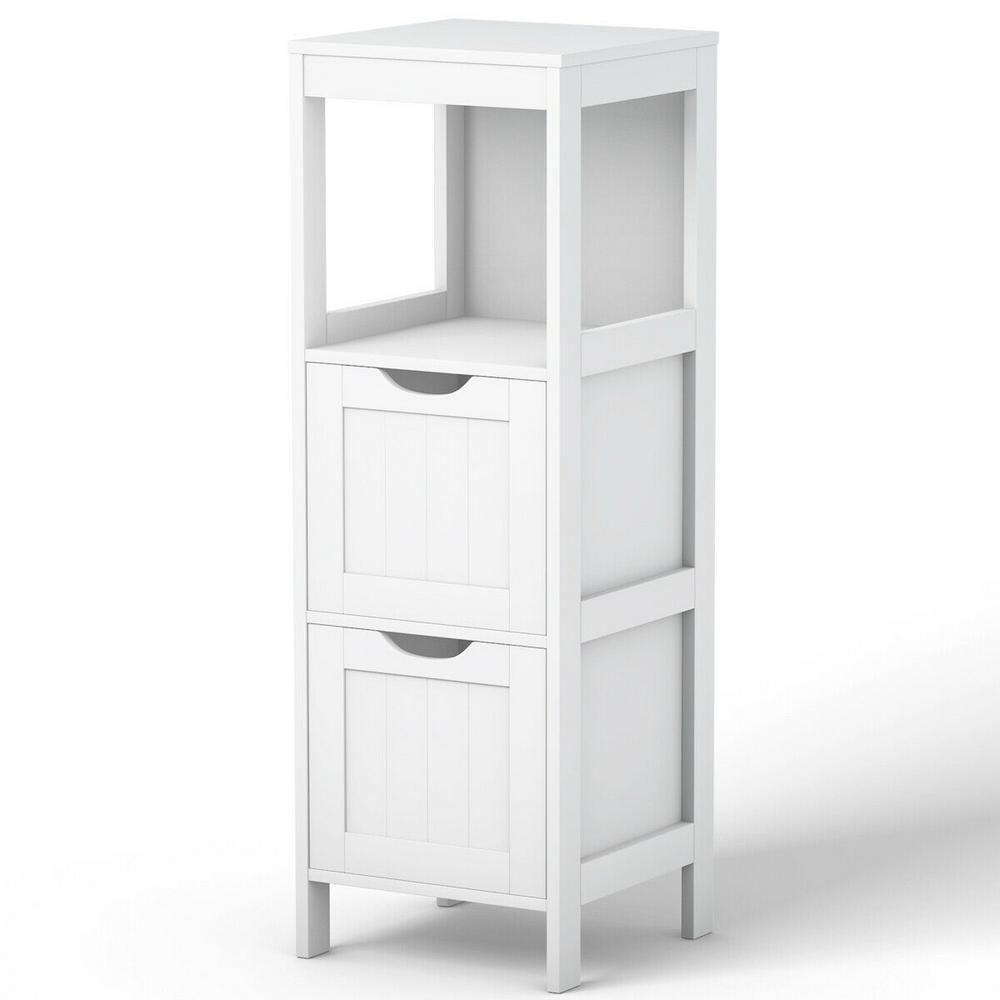 12 in. W x 35 in. H Floor Freestanding base Cabinet with 2 Drawers in White