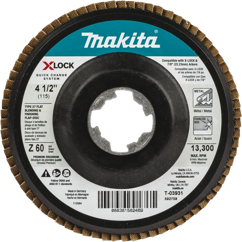 Makita T-03931 X-LOCK 4-1/2 60G Type 27 Flap Disc