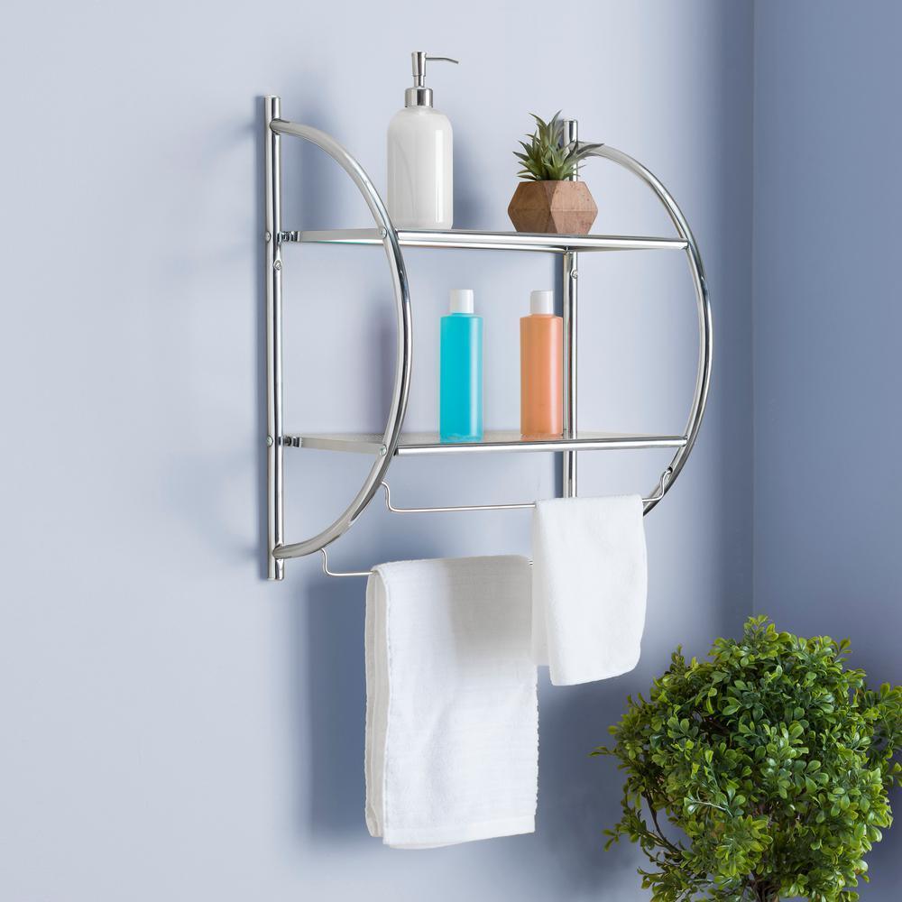 10 in. W Hanging Steel 2-Tier Shelf in Chrome
