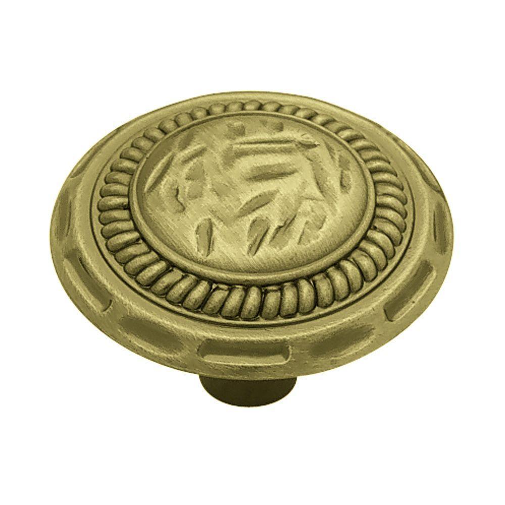 Sundial 1-3/8 in. (35mm) Antique Brass Round Cabinet Knob