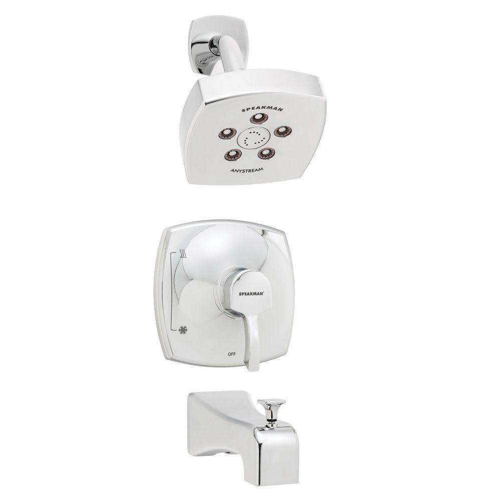 Tiber Single-Handle 3-Spray Tub and Shower Faucet in Polished Chrome (Valve Included)