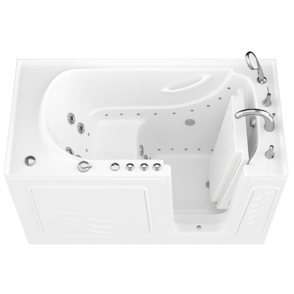 HD Series 60 in. Right Drain Quick Fill Walk-In Whirlpool and Air Bath Tub with Powered Fast Drain in White