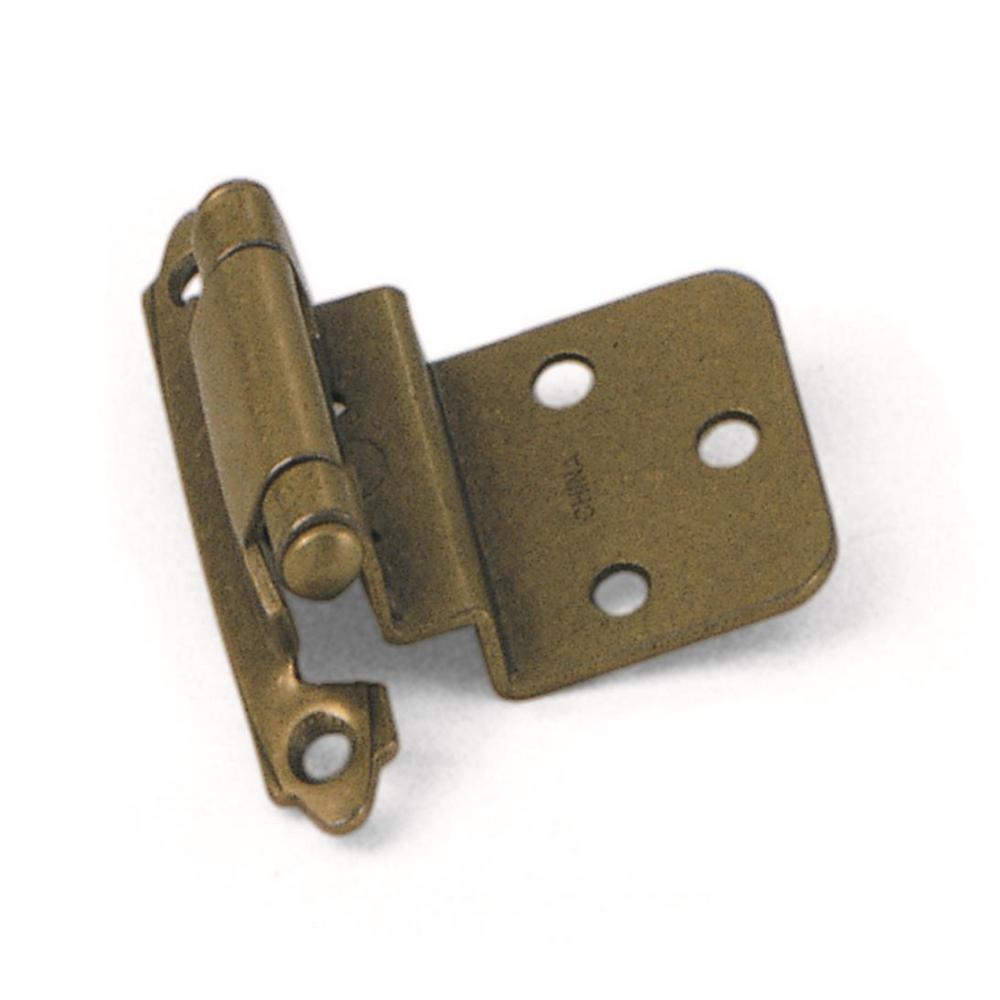 Inset Antique Brass 3/8 in. Self-Closing Hinge (1-Pair)