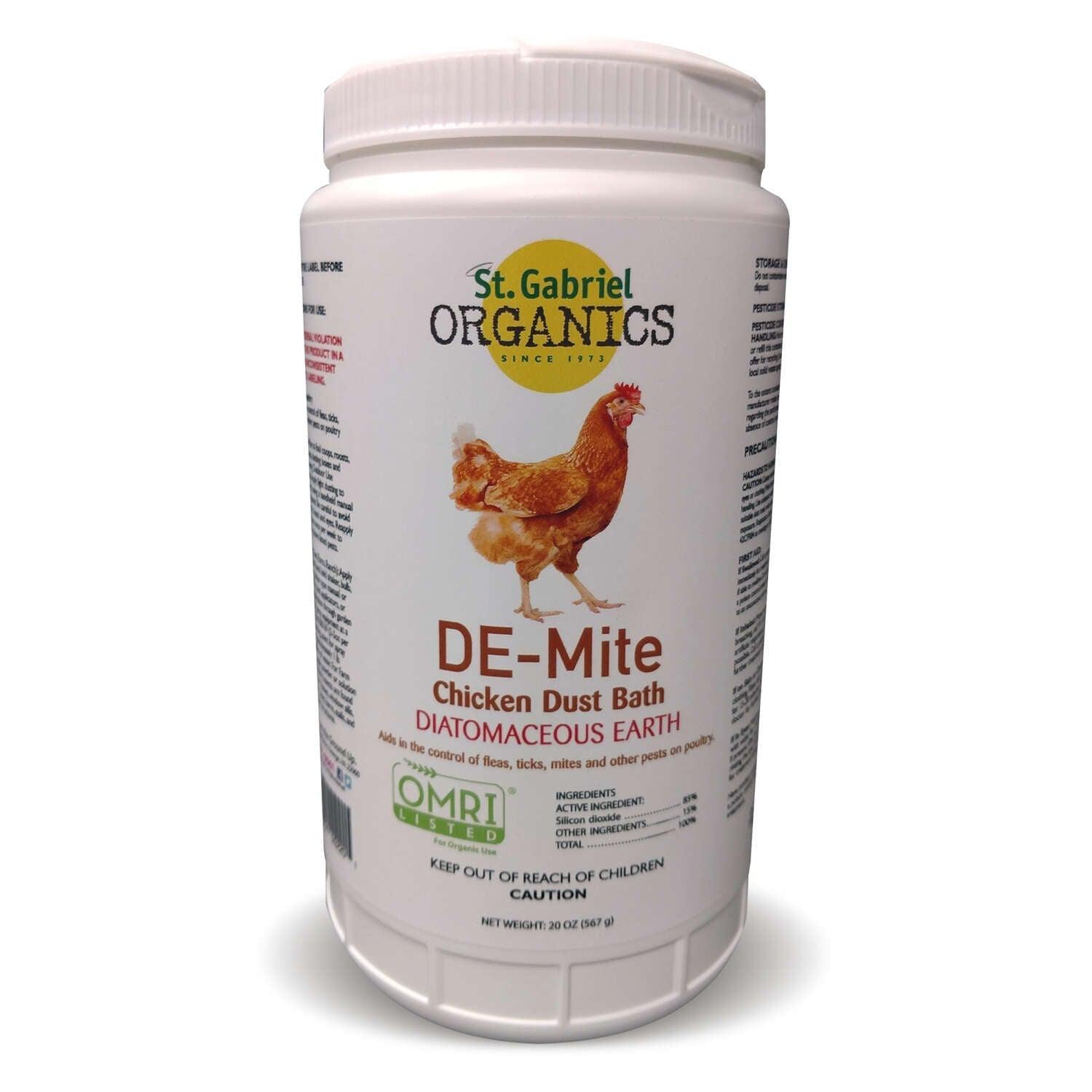 St. Gabriel Organics DE-Mite Dust Bath Organic Powder Diatomaceous Earth 20 oz
