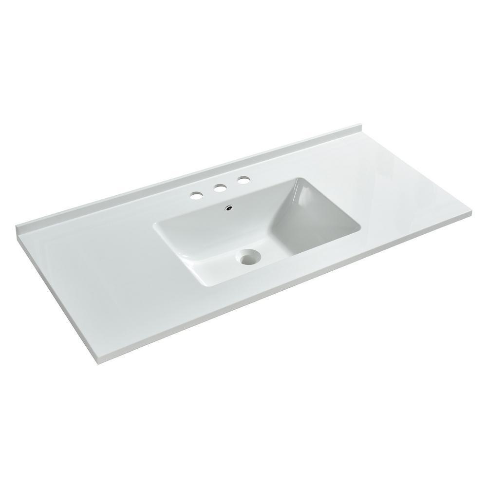 Ashinton 49 in. W x 22 in. D Single Basin Solid Surface Vanity Top in Solid White with Intergrated White Basin