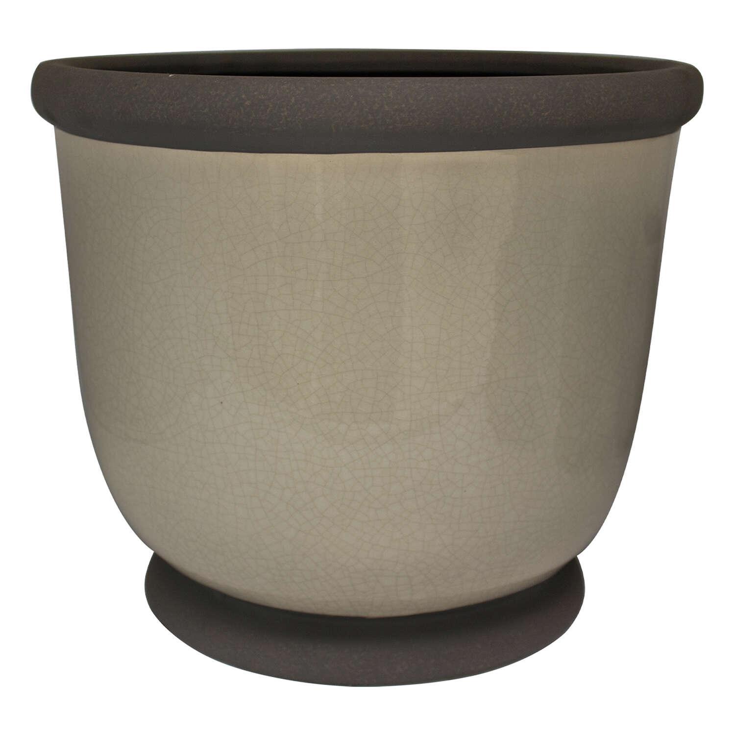 Trendspot Bellville 12 in. D Ceramic Pedestal Planter Gray