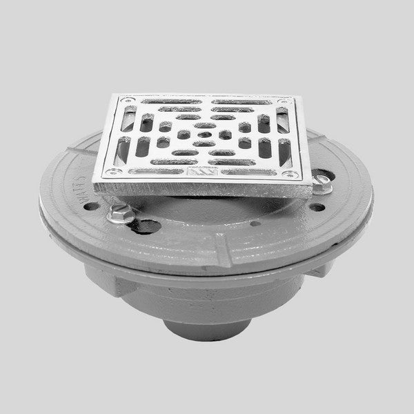 Sigma APS.11.509T 2'' Cast Iron Floor Drain With 5 X 5'' Square Adjustable Strainer Assembly Trim