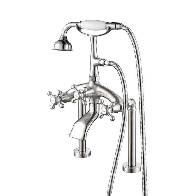 Barclay 4613-MC Deck Mount Filler With Hand Shower 8 Curved Body Cross Handles