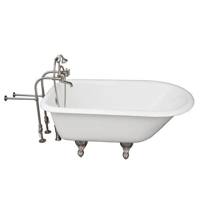 Barclay TKCTRN54-SN2 Tub Kit 54 Cast Iron Roll Top Tub Filler Supplies Drain - Satin Nickel