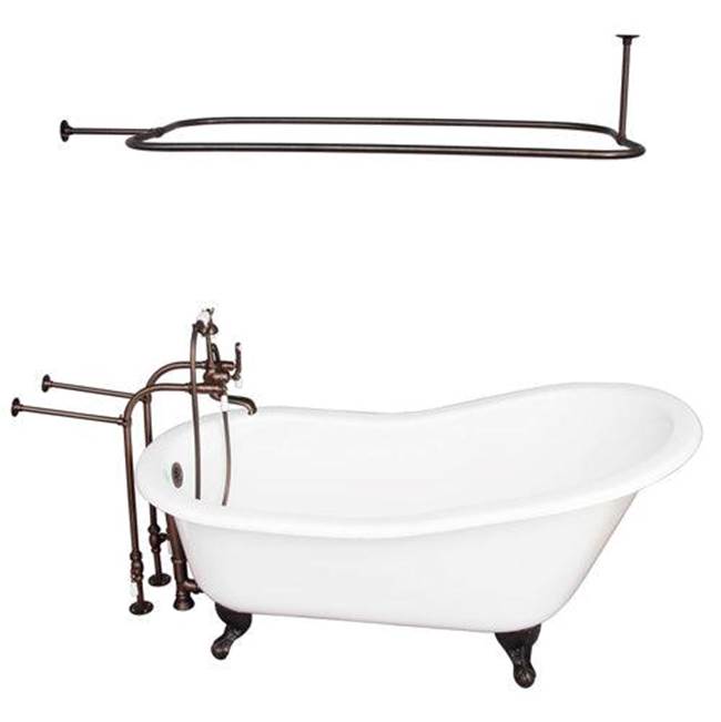 Barclay TKCTSN60-ORB3 Tub Kit 60 Cast Iron Slipper Shower Rod Filler Supplies Drain - Oil Rubbed Bronze