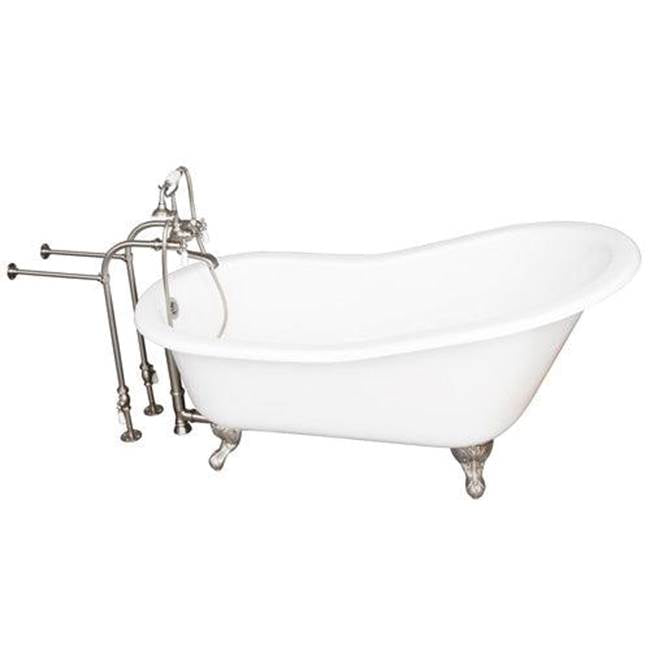 Barclay TKCTSN60-SN1 Tub Kit 60 Cast Iron Slipper Tub Filler Supplies Drain - Satin Nickel