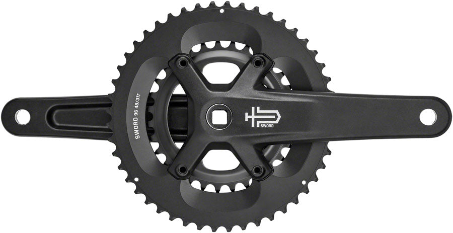 microSHIFT Sword Black 2x Crankset - 172.mm, 9-Speed, 48/31t, 110/80 Asym BCD, JIS Square Taper Spindle Interface, Black