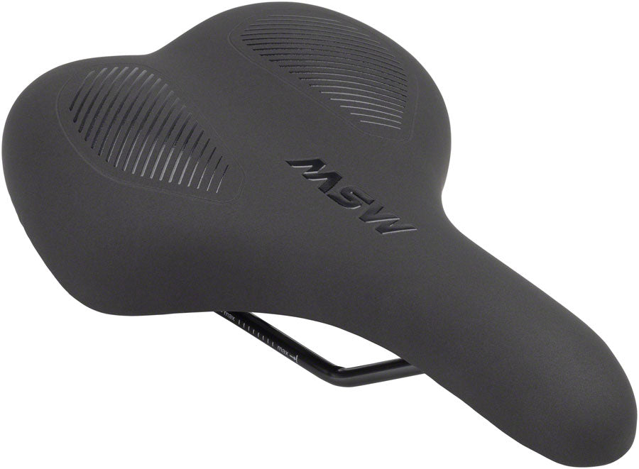 Bike Saddle MSW Men's - Memory Foam, Soft Touch Cover, Steel, Black