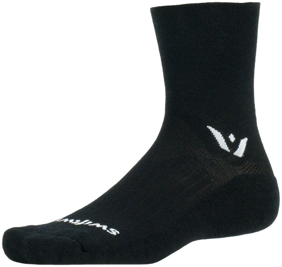 Swiftwick Pursuit Quarter Crew Socks - 4", Black, X-Large