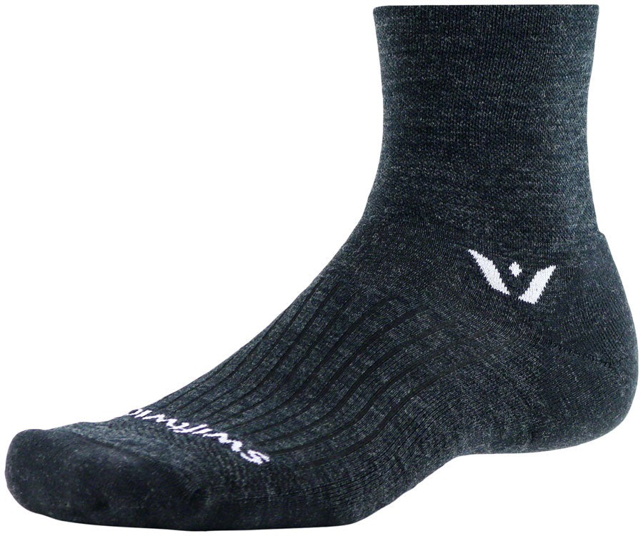 Swiftwick Pursuit Quarter Crew Socks - 4", Coal, Medium