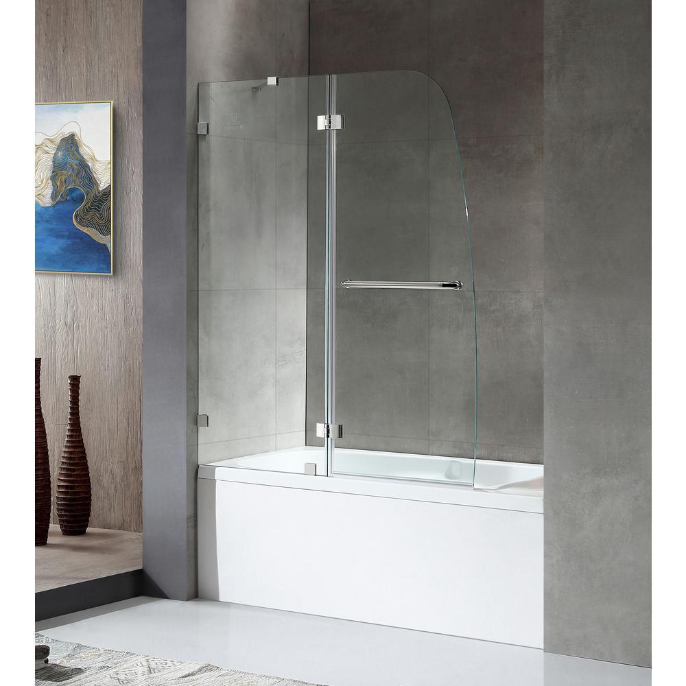 Pacific 48 in. x 58 in. Frameless Hinged Bathtub Door in Chrome