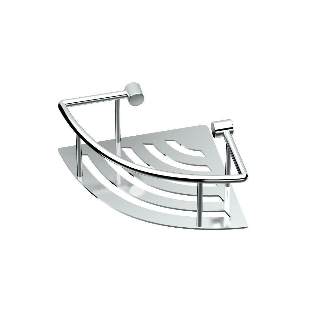 8 in. W Elegant Corner Shelf in Chrome