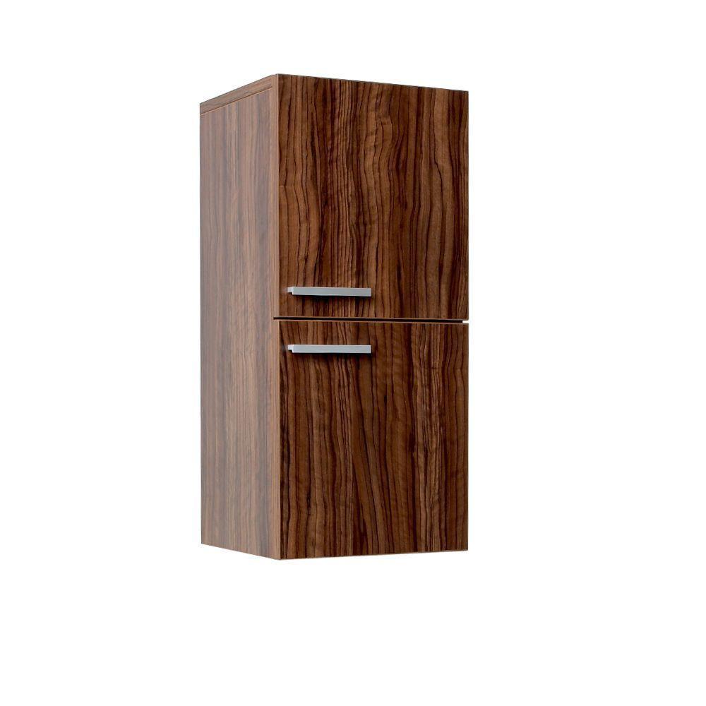 12 in. W x 27-1/2 in. H x 12 in. D Bathroom Linen Storage Cabinet in Walnut