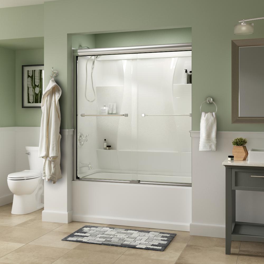 Everly 60 in. x 58-1/8 in. Traditional Semi-Frameless Sliding Bathtub Door in Chrome and 1/4 in. (6mm) Clear Glass