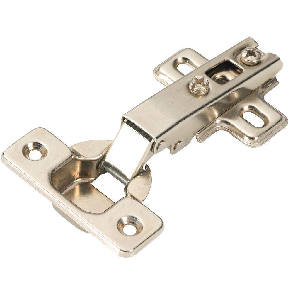 4-1/2 in. x 2-1/2 in. Bright Nickel Frameless 105 Degree Opening Euro Full Overlay Hinge