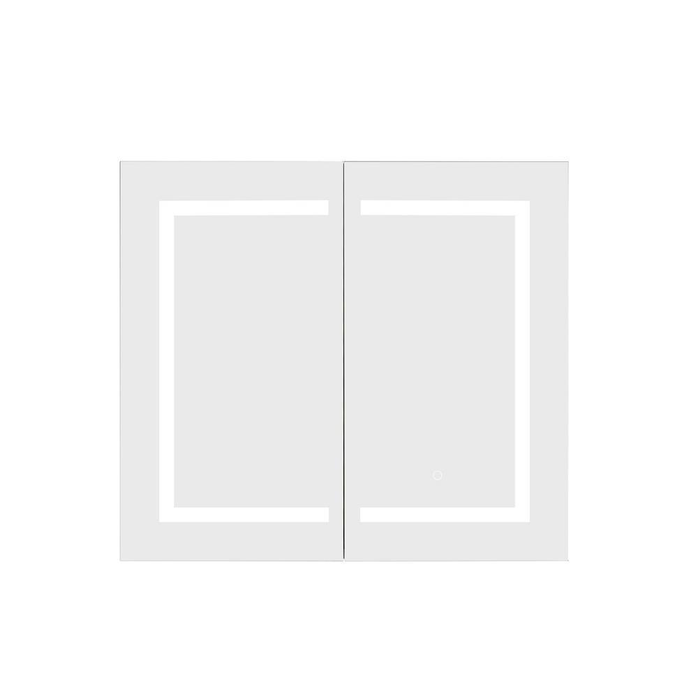 Sassari 36 in. W x 32 in. L Rectangular Surface-Mount LED Glass Surface Mount Medicine Cabinet with Mirror in Silver