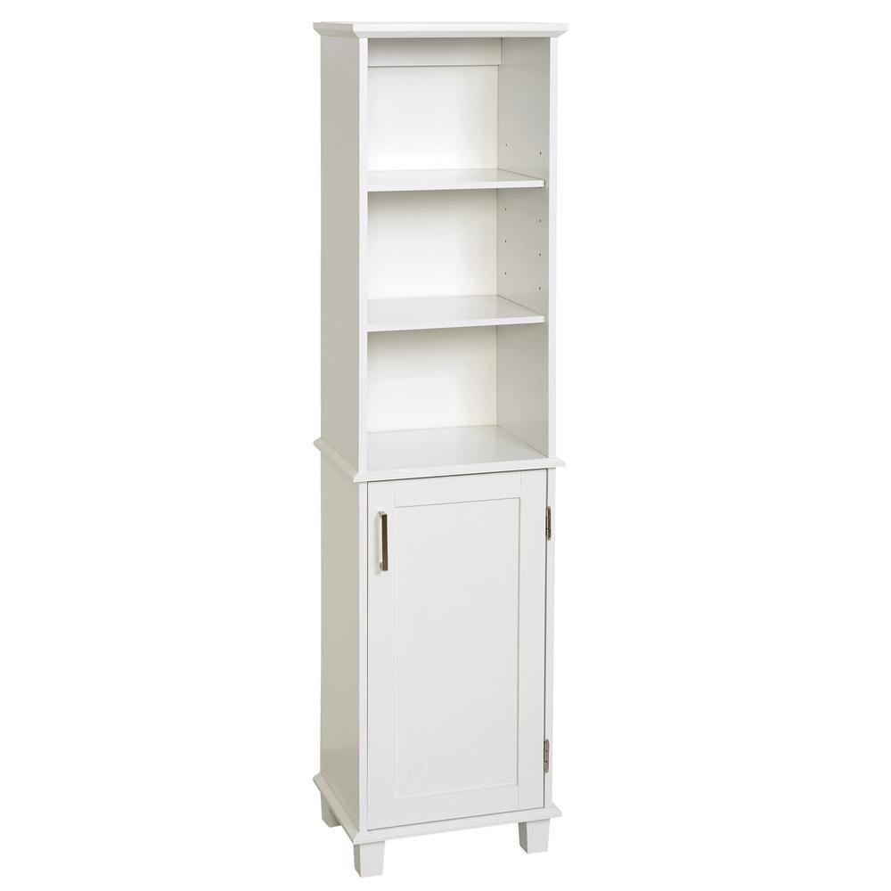 Shaker Style 16 in. W x 12 in. D x 62.25 in. H Linen Cabinet in White