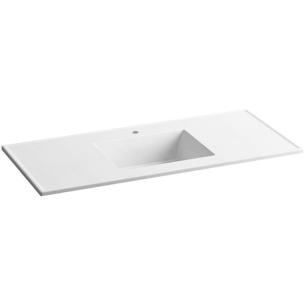 Ceramic Impressions 49 in. Vanity Top with Basin in White Impressions