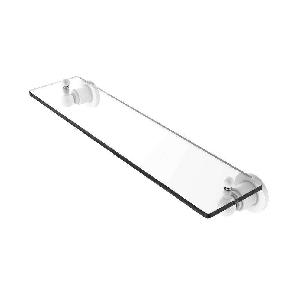 Astor Place 22 inch Glass Vanity Shelf with Beveled Edges in Matte White
