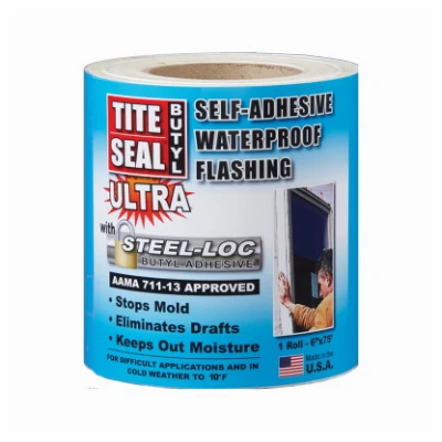 Self-adhesive Waterproof White Butyl Flashing Tape, 6 Inch By 75 Feet Roll