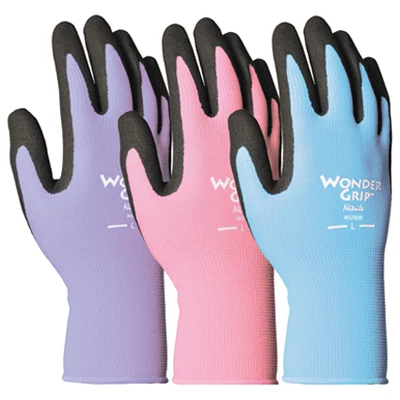 Wonder Grip Garden Gloves Large Size Assorted Colors Durable Comfortable Pair