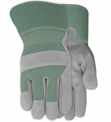 Women's Medium Suede Leather Palm Gloves With Breathable Mesh Back