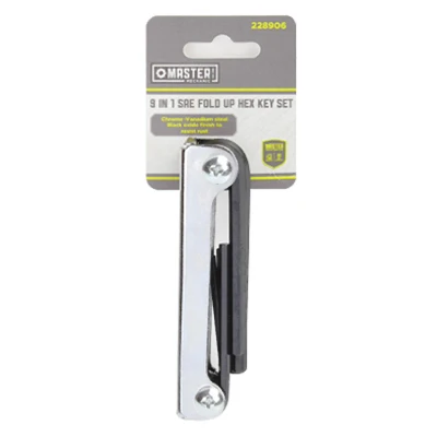 Sae Hex Key Set, Fold-up, 9-in 1