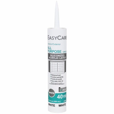 All Purpose Acrylic Latex Caulk With Silicone, White, 10.1 Ounce Tube