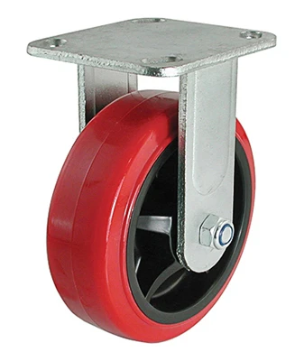 8-inch Red Polyurethane Wheel Rigid Caster For Heavy Duty Applications
