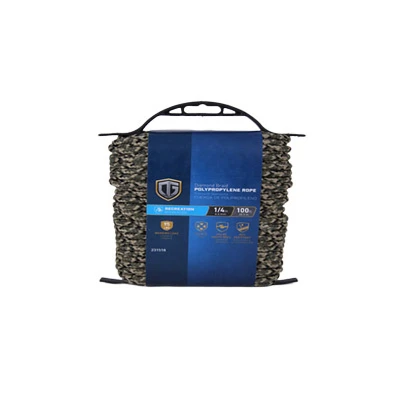 Camouflage Polypropylene Rope, One Quarter Inch Diameter By One Hundred Feet Length